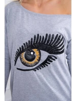 Halenka s potiskem a delšími zády šedá Halenka s potiskem a delšími zády šedá