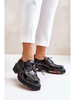 Lakované Dámské Polobotky Na Šněrování Černé Artiker 55C0497