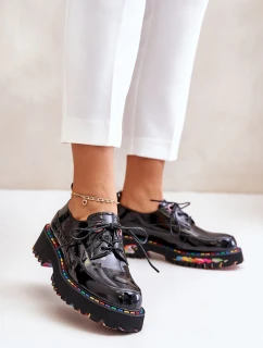 Lakované Dámské Polobotky Na Šněrování Černé Artiker 55C0497