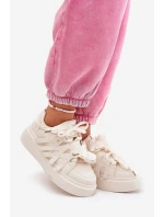 Eko Kožené Tenisky Na Platformě Béžové Penolle