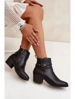 Dámské Boty Na Zip S Páskem A Zlatým Detailem Černé Zelinae Dámské Boty Na Zip S Páskem A Zlatým Detailem Černé Zelinae