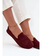 Dámské mokasíny z eko semiše ploché bordové Miryelle