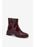 Dámské kotníkové boty z přírodní kůže na klíně vyhřívané D&A CR52-715 bordó Dámské kotníkové boty z přírodní kůže na klíně vyhřívané D&A CR52-715 bordó