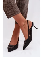 Dámské sandály na podpatku s ozdobou Černé Ismeria