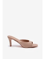 Dámské pantofle na tenkém podpatku Béžové Revina