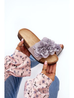 Dámské pantofle s květinami, šedá Lulania
