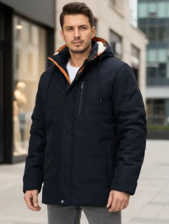 Pánská zimní bunda s kapucí tmavě modrá FashionStreet TX5043