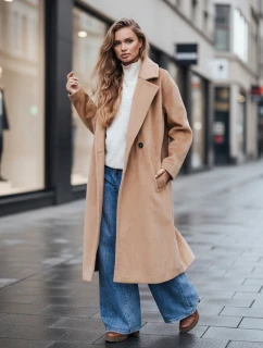 Dámský přechodný hnědý kabát oversize FashionStreet NY0767z