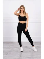 Souprava s halenkou s žebrováním černá Souprava s halenkou s žebrováním černá