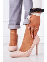 Elegantní Prošívané Lodičky Na Jehlovém Podpatku Béžové Rosanna