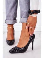 Elegantní Prošívané Lodičky Na Jehlovém Podpatku Černé Rosanna