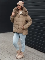 Dámská zimní bunda FIXMIX s prošívanou kapucí béžová FashionStreet TY4673