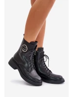 Kožené botky worker s teplou podšívkou na zip černé Elosie