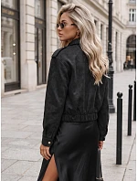 Dámská přechodová bunda z černého semiše FashionStreet TY5875 Dámská přechodová bunda z černého semiše FashionStreet TY5875