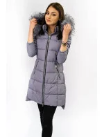 Dámská zimní prošívaná bunda ve vřesové barvě s kapucí (7702)