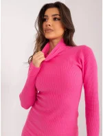 Růžové tužkové šaty s rolákem (1473)