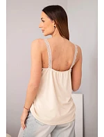 Dámská halenka na ramínkách s krajkovým zakončením béžová Dámská halenka na ramínkách s krajkovým zakončením béžová
