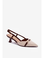 Dámské sandály na podpatku s špičatými nosy hnědo-bežové Felessa