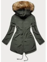 Army-šedá oboustranná dámská zimní bunda (m-21508)