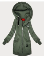 Šedozelená dámská mikina se svetrovými vsadkami LHD (AMG-172A)