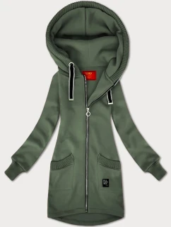 Šedozelená dámská mikina se svetrovými vsadkami LHD (AMG-172A)