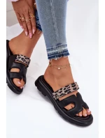 Kožené Dámské Sandály S Páskem Leopard Vinceza 66769 Černé
