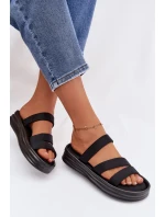 Materiálové dámské pantofle na platformě s pásky Černé Liorine