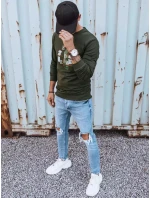 Pánská khaki mikina s potiskem FashionStreet BX5351 Pánská khaki mikina s potiskem FashionStreet BX5351