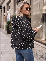 Dámská přechodová bunda s puntíky a kapucí, černá, FashionStreet TY6035