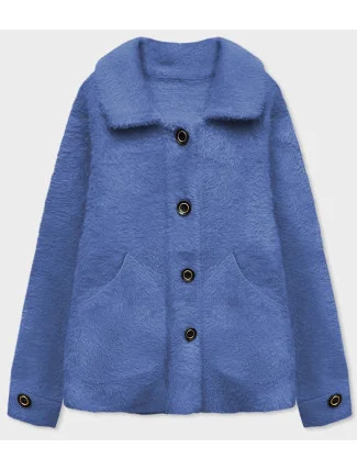 Světle modrý krátký přehoz přes oblečení typu alpaka na knoflíky (537) Světle modrý krátký přehoz přes oblečení typu alpaka na knoflíky (537)