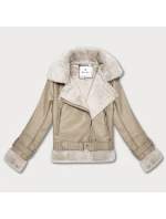 Zimní bunda ramoneska v teplé béžové barvě s kožešinovou podšívkou Glakate (238025##)