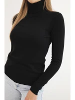 Dámský svetr z viskózy s rolákem a dlouhým rukávem černý