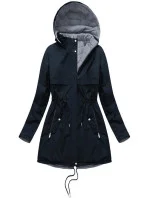 Tmavě modro-šedá oboustranná dámská zimní bunda s kapucí (w214big)