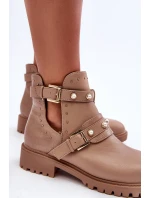 Dámské Trapery Botky s Perlami Bežová Klarisa Dámské Trapery Botky s Perlami Bežová Klarisa