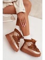 Nízké dámské sněhule s teplým kožíškem a silným šněrováním Camel Xarina Nízké dámské sněhule s teplým kožíškem a silným šněrováním Camel Xarina