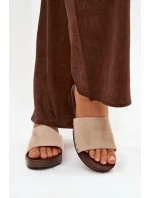 Dámské pantofle s zlatými sponami béžové Ferinna