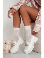 Dámské Ažurové Ponožky CC Ecru