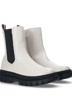Dámské kotníkové boty T3A5-33058-1355101-101 Ecru s černou - Tommy Hilfiger