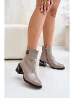 Boty na podpatku MR880-093 šedé - Step in style
