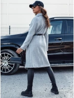 Dámský podzimní dlouhý kabát CELESTIA světle šedý FashionStreet NY0684 Dámský podzimní dlouhý kabát CELESTIA světle šedý FashionStreet NY0684