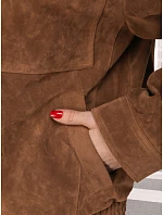 Dámská semišová bunda bomber světle hnědá FashionStreet TY5644