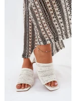 Dámské Pantofle S Pletením Na Podpatku Bílé Ciariloria