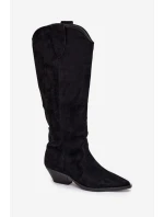 Zateplené Kůže Bota Kovbojky Na Podpatku Z Eko Semiš Černé Jovianne Zateplené Kůže Bota Kovbojky Na Podpatku Z Eko Semiš Černé Jovianne