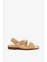 Dámské sandály na ploché podrážce se zlatou přezkou Žluté Verissea