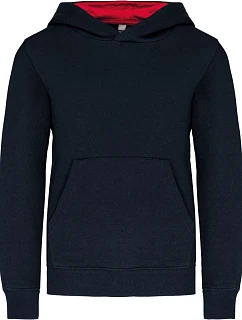 Kariban K 453 Dětská kontrastní mikina s kapucí 20.K453 navy/red