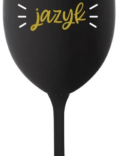 CHRASTÍ MI JAZYK - čierny pohár na víno 350 ml