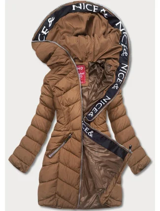 Hnědá dámská péřová bunda pro přechodné období (2M-001) Hnědá dámská péřová bunda pro přechodné období (2M-001)
