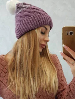 Fleecová čepice Ilona K218 fialová+bílá