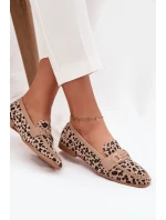Dámské mokasíny/loafersy s panteřím vzorem Evelora – béžové