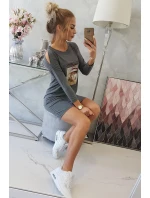 Šaty s potiskem košíku v grafitové barvě